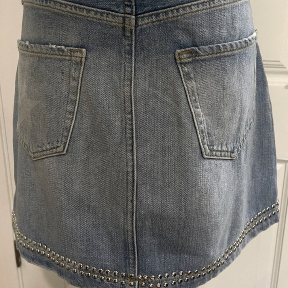 Frame Denim Mini Skirt Size 28 Distressed Studded Y2K Vibes M - Picture 6 of 9